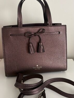NEW♠️kate spade Metallic bronze Pebbled Leather Satchel authentic